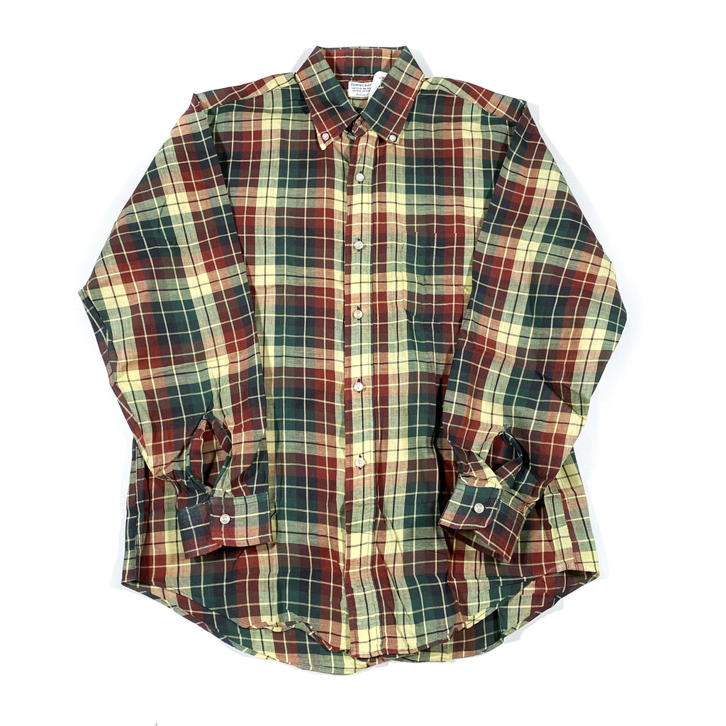 penneys dress shirts Vtg 60 70's Penneys Towncraft White Yellow CHECK GRID Ultra THIN Dress Shirt S