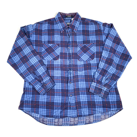 Vintage 90's BDF Cotton Blue Plaid Flannel Shirt