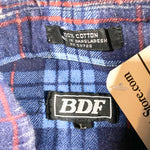 Vintage 90's BDF Cotton Blue Plaid Flannel Shirt