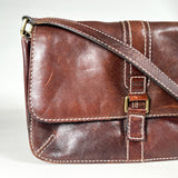 Vintage Y2K Fossil Brown Leather Crossbody Bag