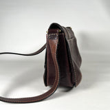 Vintage Y2K Fossil Brown Leather Crossbody Bag