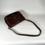 Vintage Y2K Fossil Brown Leather Crossbody Bag