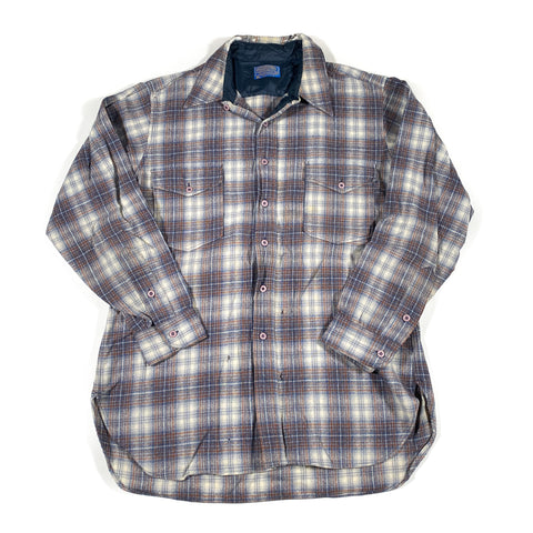 Vintage 80's Pendleton Wool Shadow Plaid Flannel Shirt