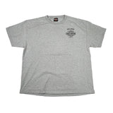 Gray t-shirt with a logo on a white background