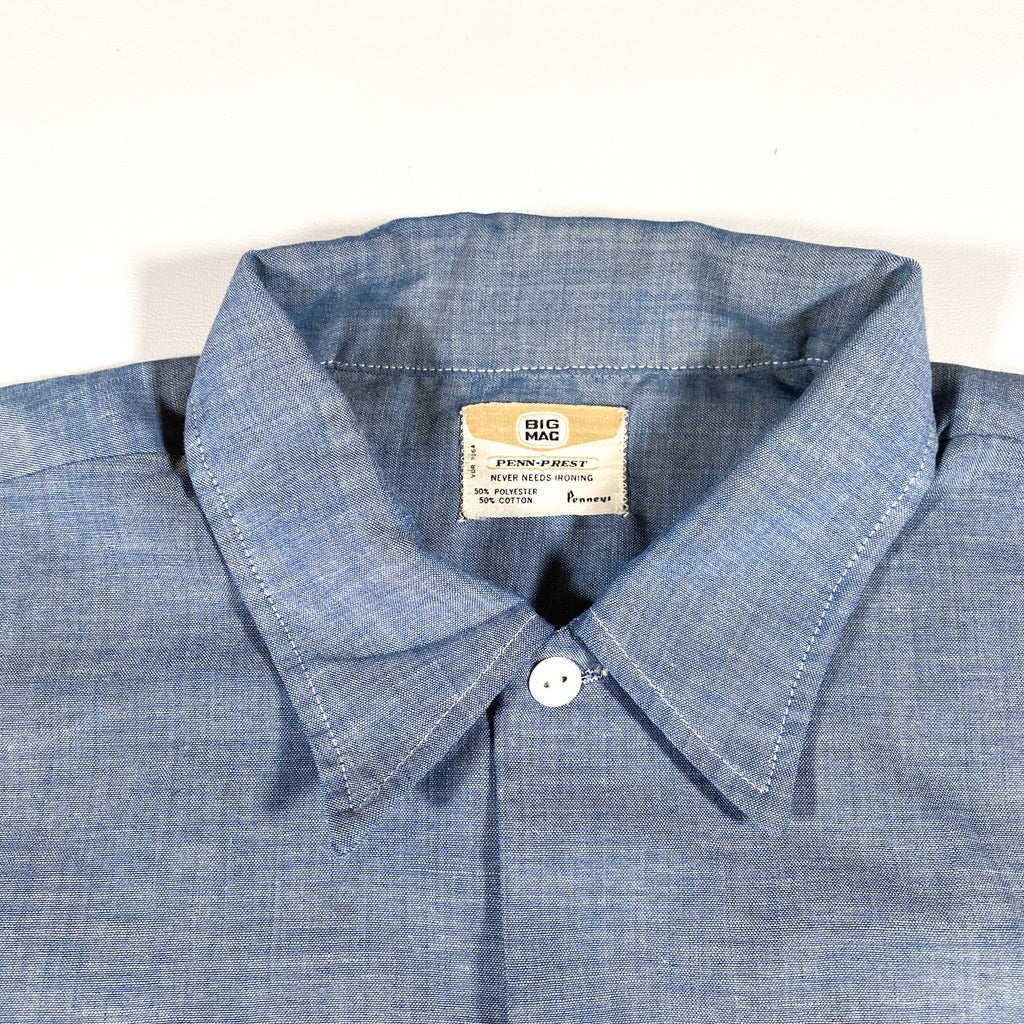 Vintage 60's Big Mac Penn-Prest Penneys Chambray Work Shirt