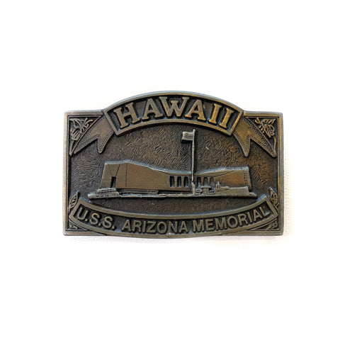 Vintage 70's USS Arizona Memorial Hawaii Belt Buckle
