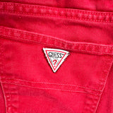 Vintage 90's Guess USA Red High-Waisted Denim Shorts