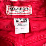 Vintage 90's Guess USA Red High-Waisted Denim Shorts