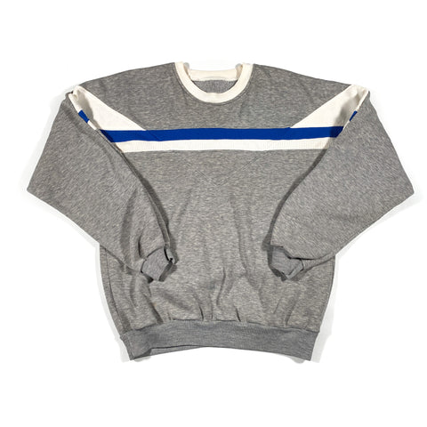 Vintage 80's Gray Striped Color Block Crewneck Sweatshirt