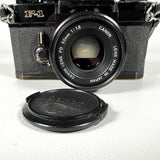 Vintage 80's Canon F-1 35mm SLR w/ 50mm FD 1.8 & 28mm Lens Film Camera