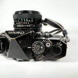Vintage 80's Canon F-1 35mm SLR w/ 50mm FD 1.8 & 28mm Lens Film Camera