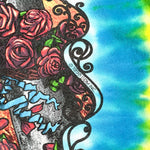 Modern Y2K Grateful Dead Liquid Blue Skeleton & Roses Tie-Dye T-Shirt