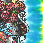 Modern Y2K Grateful Dead Liquid Blue Skeleton & Roses Tie-Dye T-Shirt