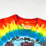 Modern Y2K Grateful Dead Liquid Blue Skeleton & Roses Tie-Dye T-Shirt