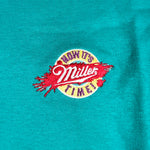 Vintage 90's Miller Time Beer Turquoise Embroidered Polo Shirt