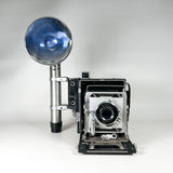 Vintage 50's Graflex Crown Graphic w/ Wollensak Raptar 127mm f/4.5 Lens & Graflex Flash Press 4x5 Film Camera