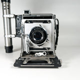 Vintage 50's Graflex Crown Graphic w/ Wollensak Raptar 127mm f/4.5 Lens & Graflex Flash Press 4x5 Film Camera