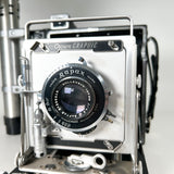 Vintage 50's Graflex Crown Graphic w/ Wollensak Raptar 127mm f/4.5 Lens & Graflex Flash Press 4x5 Film Camera
