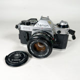 Vintage 1981 Canon AE-1 Program 35mm SLR Kit w/ FD 50mm f/1.8, FD 28mm f/2.8 & Albinar 75-300mm Lens 35mm Film Camera