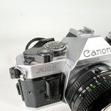 Vintage 1981 Canon AE-1 Program 35mm SLR Kit w/ FD 50mm f/1.8, FD 28mm f/2.8 & Albinar 75-300mm Lens 35mm Film Camera