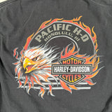 Modern Y2K Harley-Davidson Pacific H-D Honolulu Flame Eagle T-Shirt
