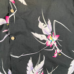 Vintage 80's Paradise Found Black Orchid Floral Hawaiian Shirt