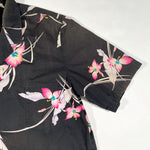 Vintage 80's Paradise Found Black Orchid Floral Hawaiian Shirt