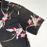 Vintage 80's Paradise Found Black Orchid Floral Hawaiian Shirt