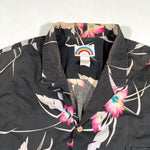 Vintage 80's Paradise Found Black Orchid Floral Hawaiian Shirt