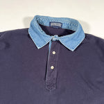 Vintage 90's Lands’ End Navy Denim Collar Longsleeve Rugby Shirt