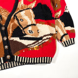 Vintage 80's Raphels Horse Hand Knit Cardigan Sweater