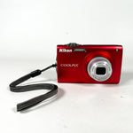Modern 2012 Nikon Coolpix S205 Red 12MP Digital Camera
