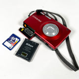 Modern 2012 Nikon Coolpix S205 Red 12MP Digital Camera