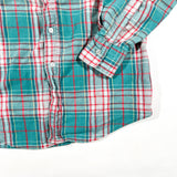 Vintage 80's ENRO Teal & Red Plaid Flannel Shirt