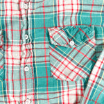 Vintage 80's ENRO Teal & Red Plaid Flannel Shirt