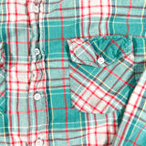 Vintage 80's ENRO Teal & Red Plaid Flannel Shirt