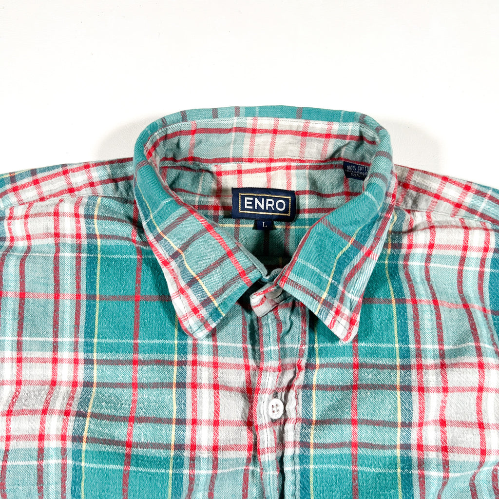 Vintage 80's ENRO Teal & Red Plaid Flannel Shirt Vintage 80's ENRO Teal & Red Plaid Flannel Shirt