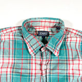 Vintage 80's ENRO Teal & Red Plaid Flannel Shirt