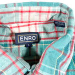 Vintage 80's ENRO Teal & Red Plaid Flannel Shirt