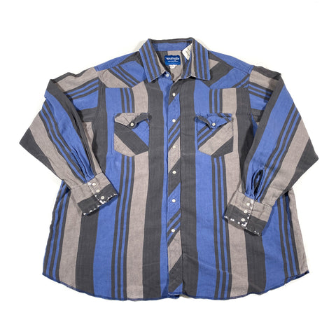 Vintage 80's Wrangler Western Striped Pearl Snap Shirt