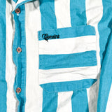 Vintage 80's Cocaine Blue & White Vertical Stripe Shirt