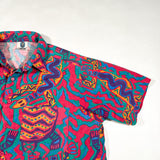 Vintage 80's KatManDo Abstract Tribal Print Short Sleeve Shirt