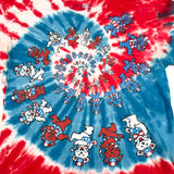 Modern Y2K Liquid Blue Patriotic Grateful Dead Dancing Bears Tie-Dye T-Shirt