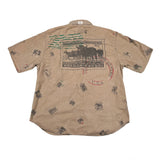 Vintage 80's Bush Pilot Postage Stamp Print Button Down Shirt