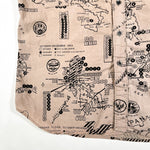Vintage 80's Test Pilot All Over Print WWII Map Button Shirt