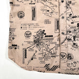 Vintage 80's Test Pilot All Over Print WWII Map Button Shirt