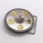 Vintage 80's Bullet Casing Revolver-Style Western Belt Buckle
