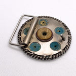 Vintage 80's Bullet Casing Revolver-Style Western Belt Buckle