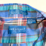 Vintage 80's Towncraft Blue Madras Plaid Button Down Shirt