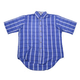 Vintage 80's McGregor Blue Plaid Button Down Short Sleeve Shirt